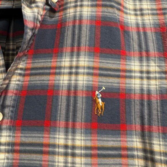 Polo Ralph Lauren Men’s Long Sleeve Plaid Shirt — Red & Gray | Size Medium - Picture 3 of 6